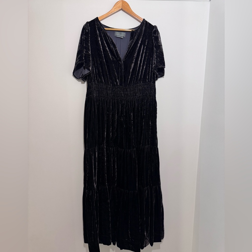 Anthropologie Somerset Purple Velvet Maxi Dress